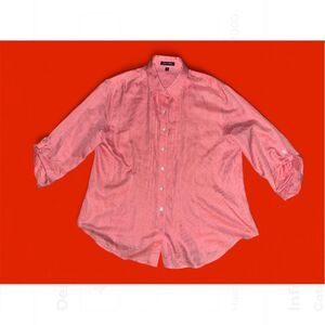 Paperwhite Women’s Button Down Red and White Shirt size 16 Silk Cotton